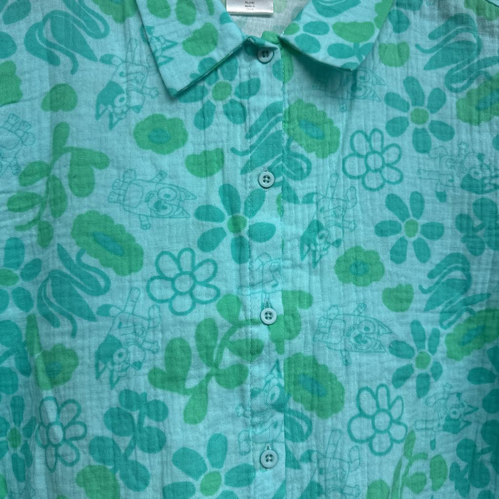 NEW Muslin Button Up SS Shirt & Shorts Flowers 14