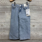 NEW Wide Leg Jeans Embroidered Hearts 2t