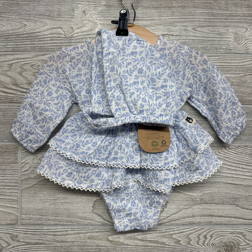 NEW Gauze Dress & Bonnet Flowers 3-6M