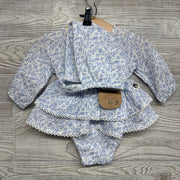 NEW Gauze Dress & Bonnet Flowers 3-6M
