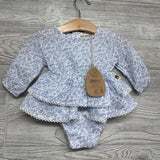 NEW Gauze Dress & Bonnet Flowers 3-6M