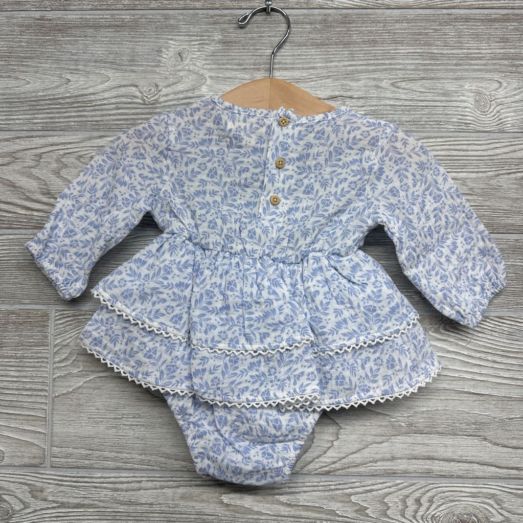 NEW Gauze Dress & Bonnet Flowers 3-6M