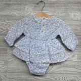 NEW Gauze Dress & Bonnet Flowers 3-6M