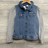 Knit Denim Sweatshirt Jacket Ruffle Collar 10-12