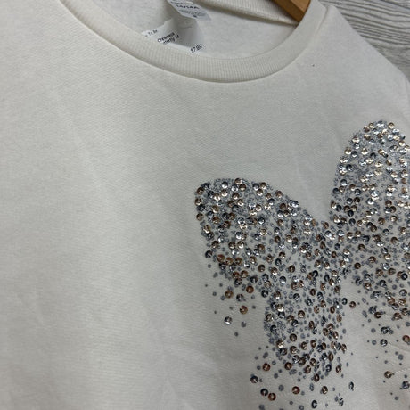 NEW Crewneck Sequin Glitter Butterfly 14