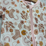 Bamboo Shorty Sleeper Flowers Rainbows 2T