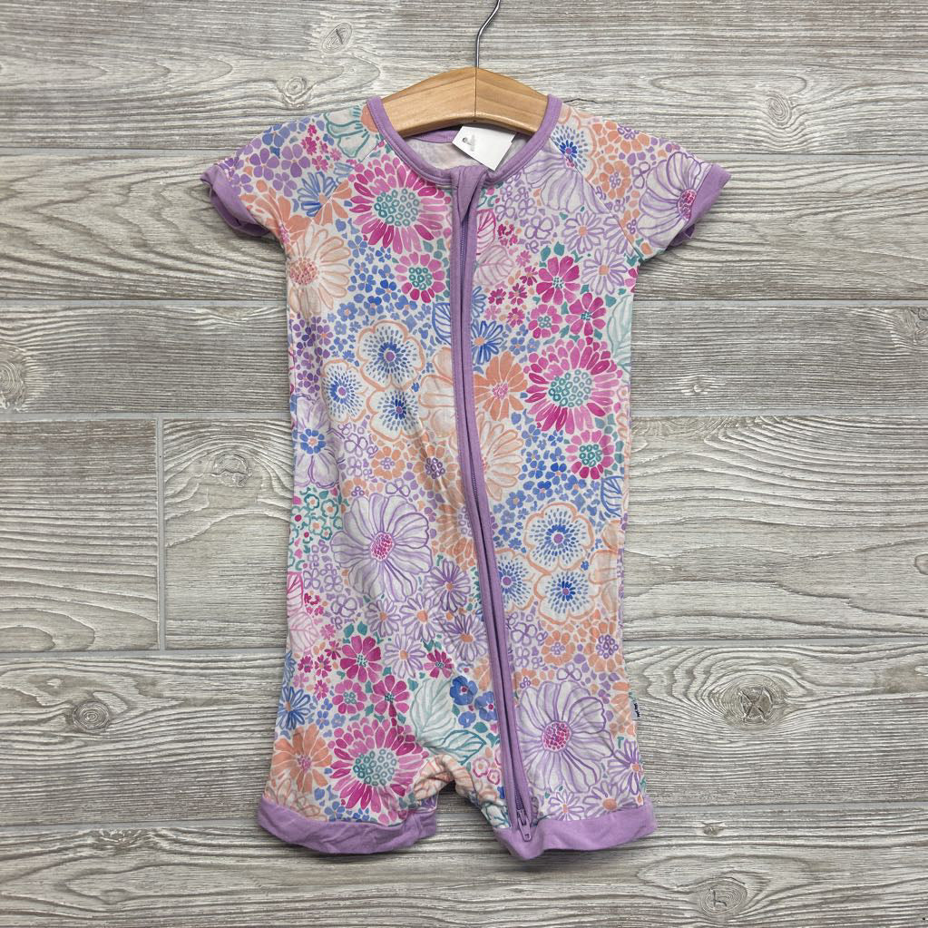 Bamboo Shorty Sleeper Flowers 2T