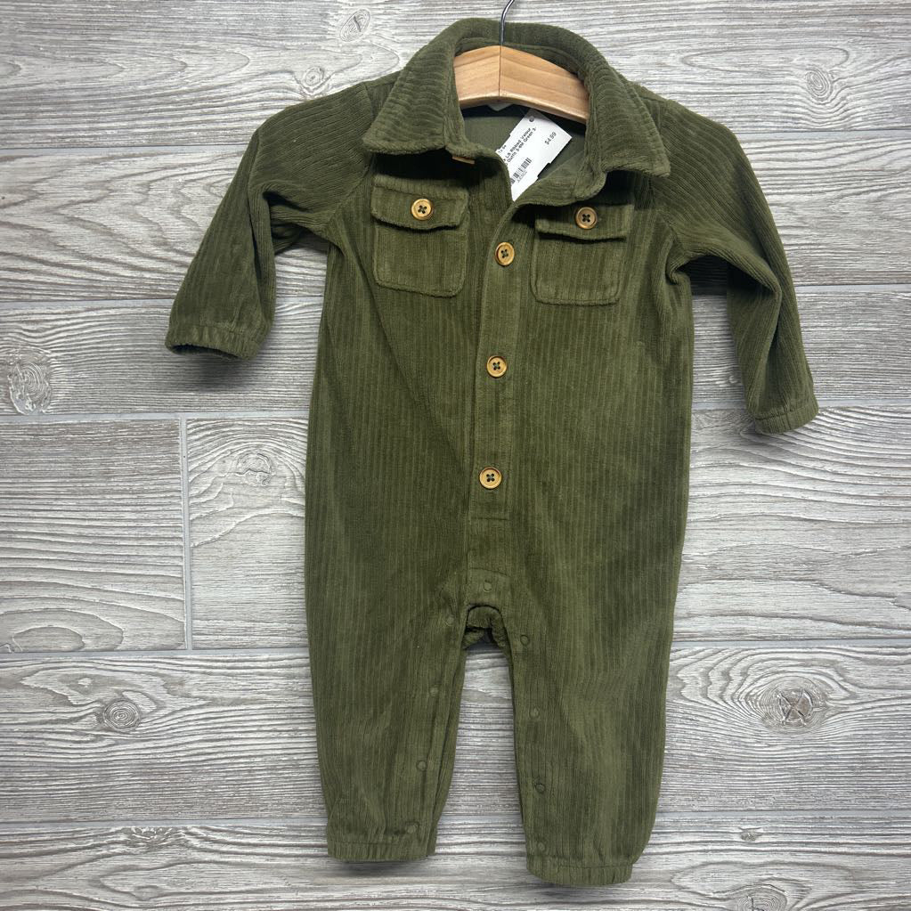 LS Ribbed Velour Button Up Outfit 3-6M