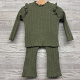 LS Ribbed Mock Neck Shirt & Flare Pants Lettuce Trim 18-24M