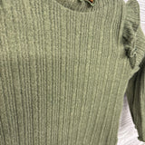 LS Ribbed Mock Neck Shirt & Flare Pants Lettuce Trim 18-24M