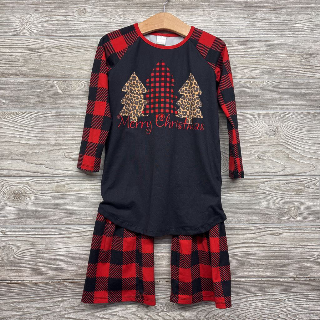 LS Shirt Merry Christmas & Leggings Bell Bottom Pants Buffalo Plaid 4