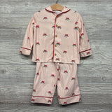 2 Pc LS Button Up PJs Bows 18M