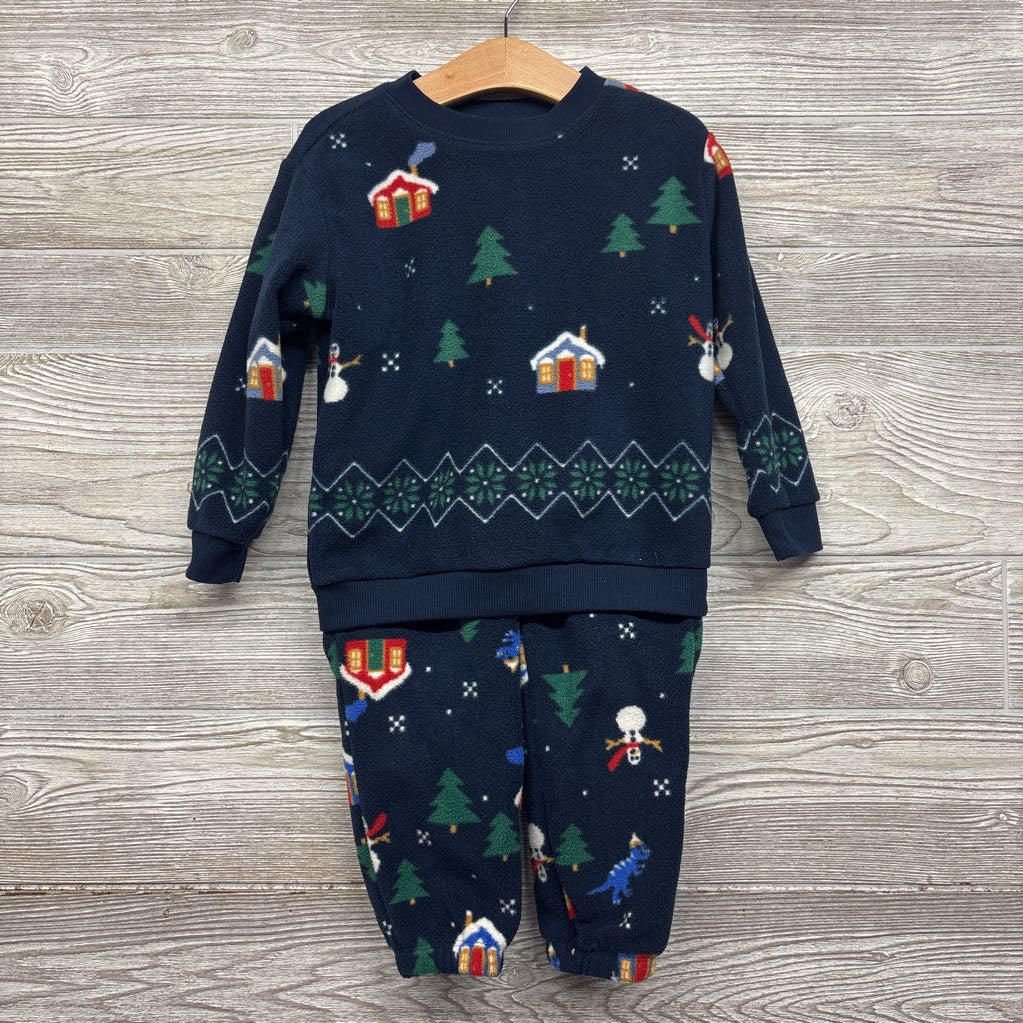 Fleece Crewneck & Joggers Snowmen Trees 3T