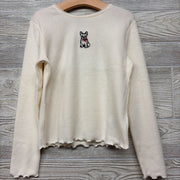 Ribbed Sweater Lettuce Trim Embroidered Dog 8
