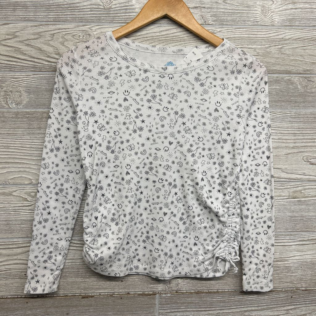 LS Ribbed Shirt Flowers Rainbows 10-12