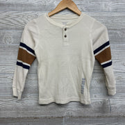 NEW LS Waffle Knit Henley Shirt Stripe Sleeves 6