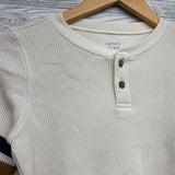 NEW LS Waffle Knit Henley Shirt Stripe Sleeves 6