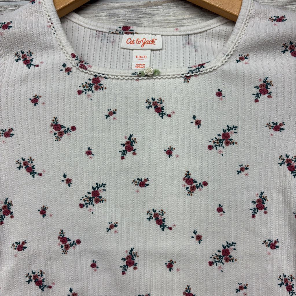 Ribbed LS Shirt Flowers 6-7