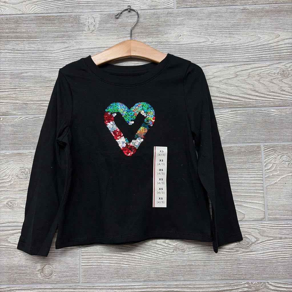 NEW LS Shirt Sequins Heart 4-5