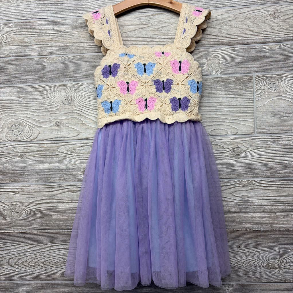 Crochet Tulle Dress Butterflies 7-8