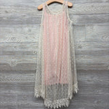 Sheer Overlay Tank Dress Dots Stripes 12