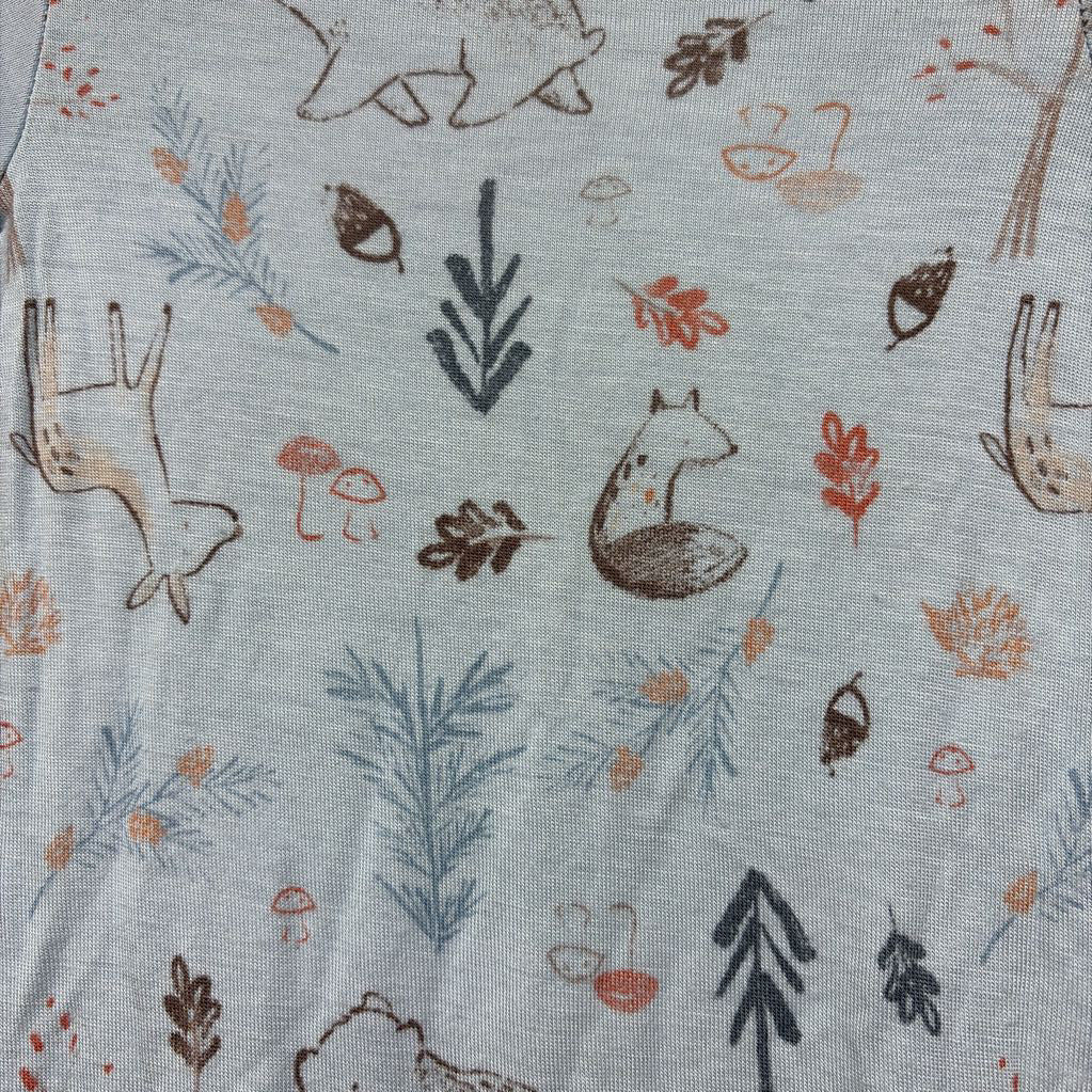 LS Bamboo PJ Gown Fox Deer Leaves NB
