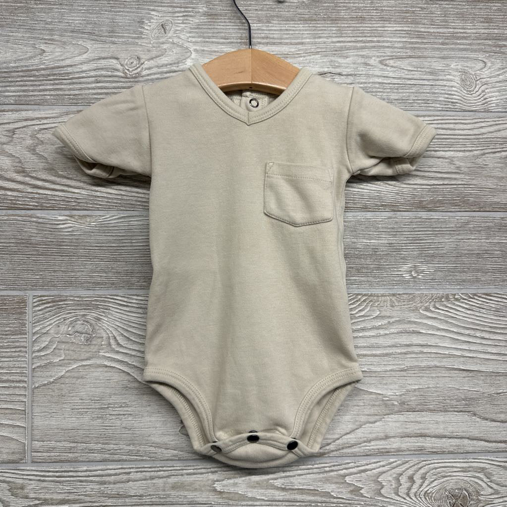 Organic V Neck Bodysuit Chest Pocket 6-9M