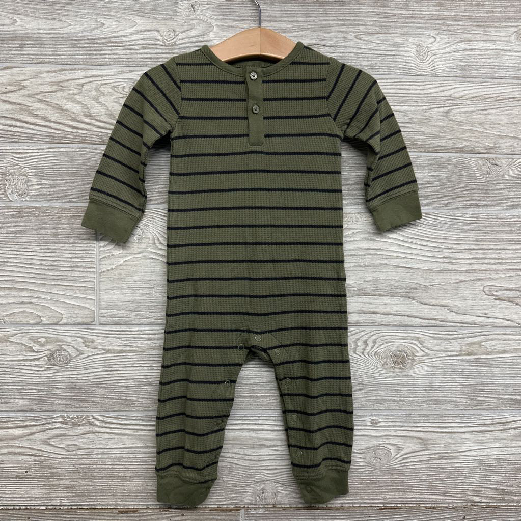 LS Waffle Knit Henley Outfit Stripes 12M