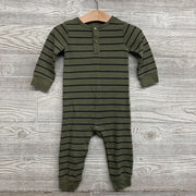 LS Waffle Knit Henley Outfit Stripes 12M