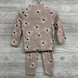 LS Ribbed Mock Neck Shirt & Ribbed Leggings Flowers 24M