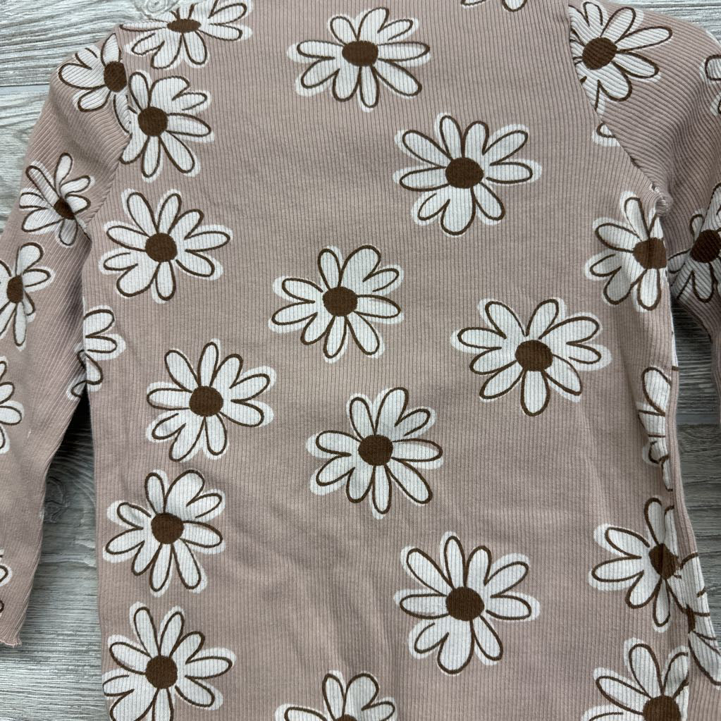 LS Ribbed Mock Neck Shirt & Ribbed Leggings Flowers 24M