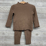 LS Pointelle Mock Neck Shirt & Ribbed Leggings 24M
