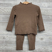 LS Pointelle Mock Neck Shirt & Ribbed Leggings 24M