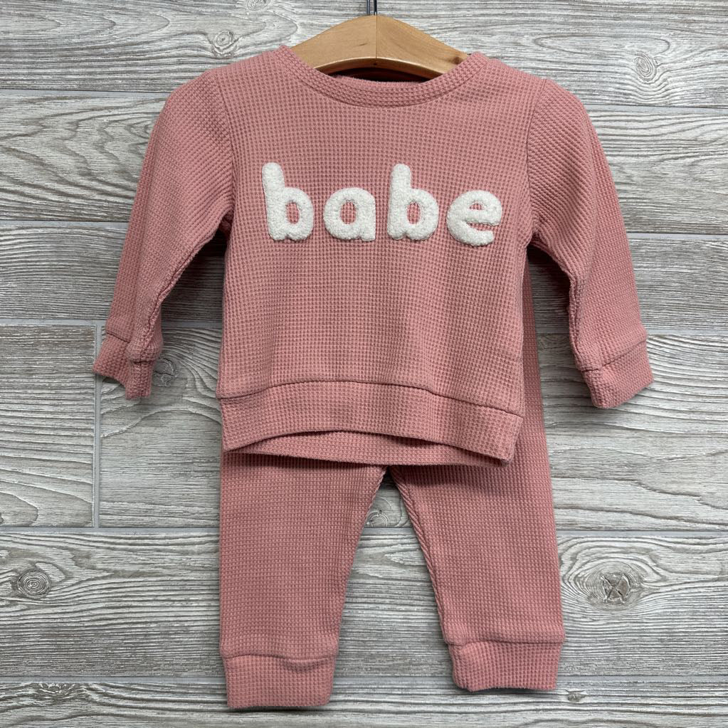 Waffle Knit Crewneck & Joggers Babe 9-12M