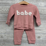 Waffle Knit Crewneck & Joggers Babe 9-12M