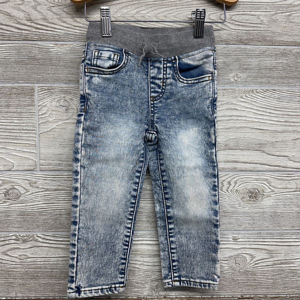Pull On Drawstring Knit Denim Jeans 2T