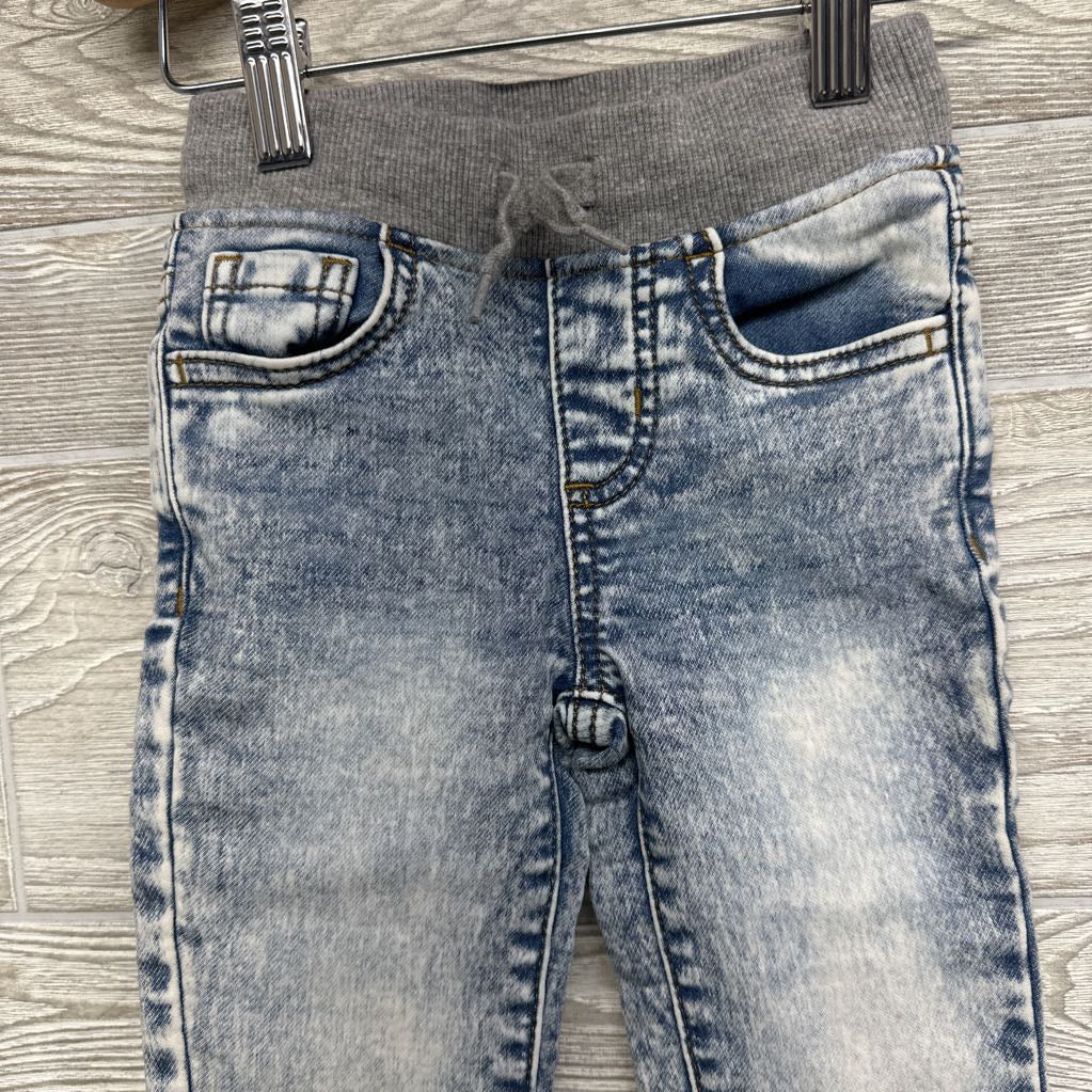 Pull On Drawstring Knit Denim Jeans 2T