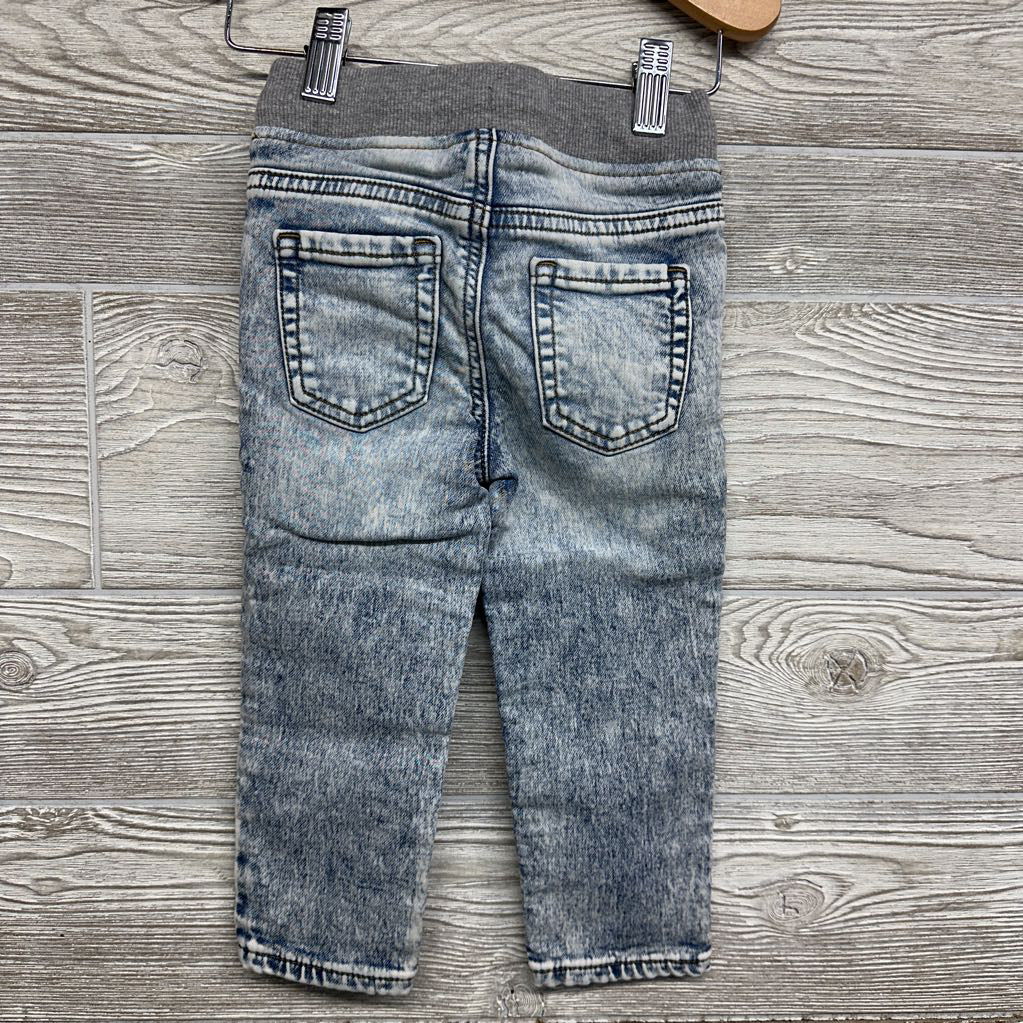 Pull On Drawstring Knit Denim Jeans 2T