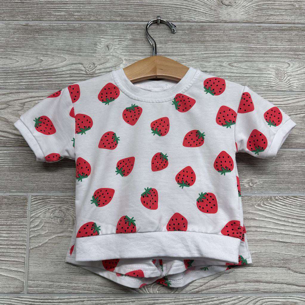 French Terry Shirt & Shorts Strawberries 12-18M