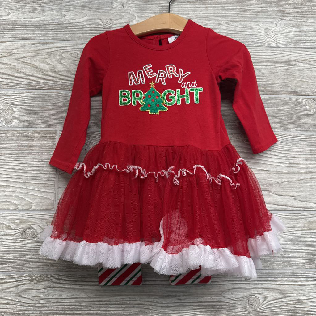 LS Tutu Dress Merry And Bright & Leggings Stripes 18M