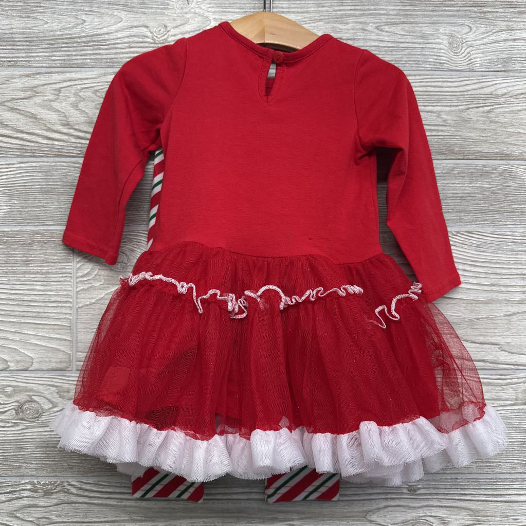 LS Tutu Dress Merry And Bright & Leggings Stripes 18M