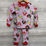 2 Pc LS Waffle Knit PJs Princesses 6-6X