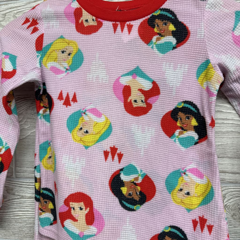 2 Pc LS Waffle Knit PJs Princesses 6-6X