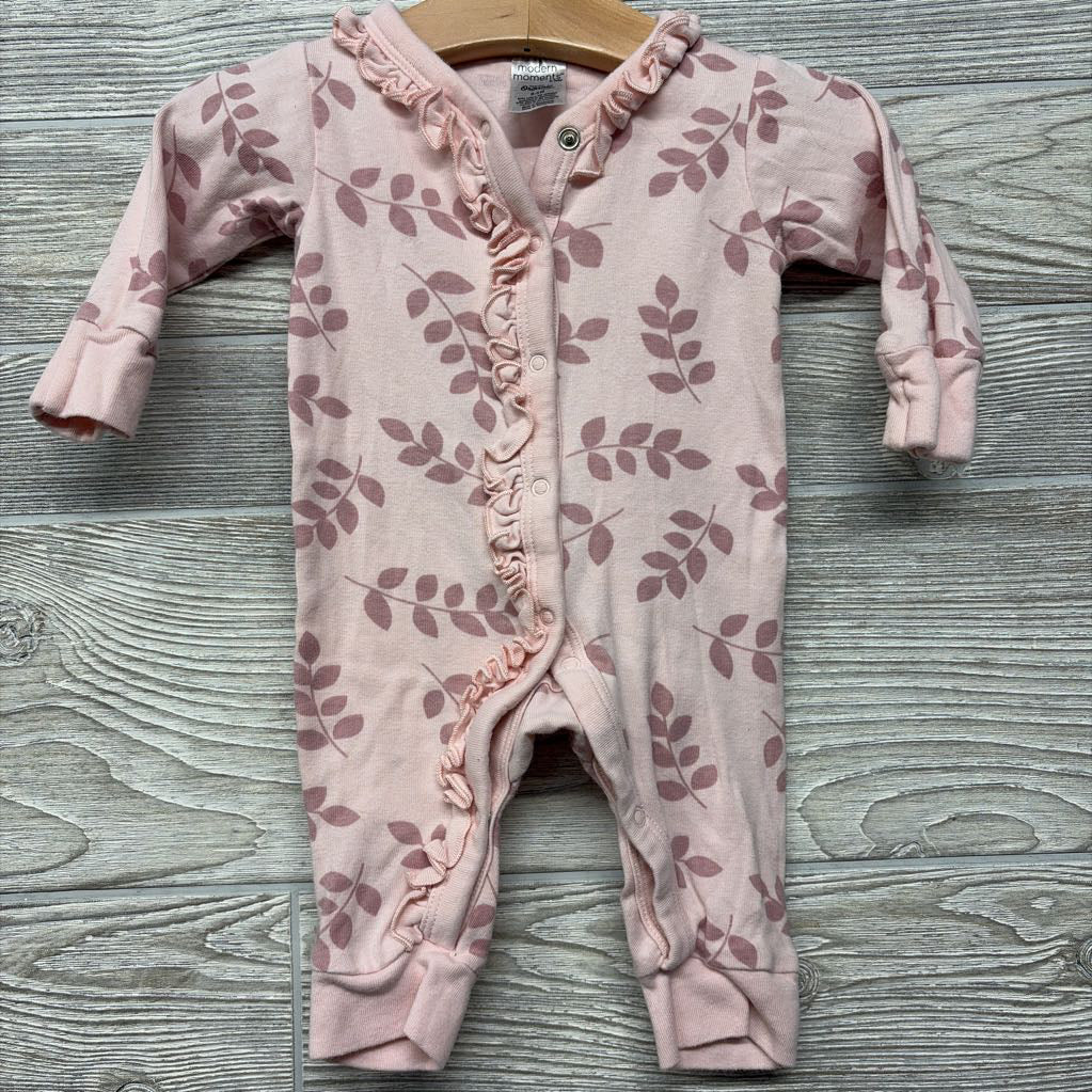 LS Snap Outfit Leaves Ruffle 0-3M