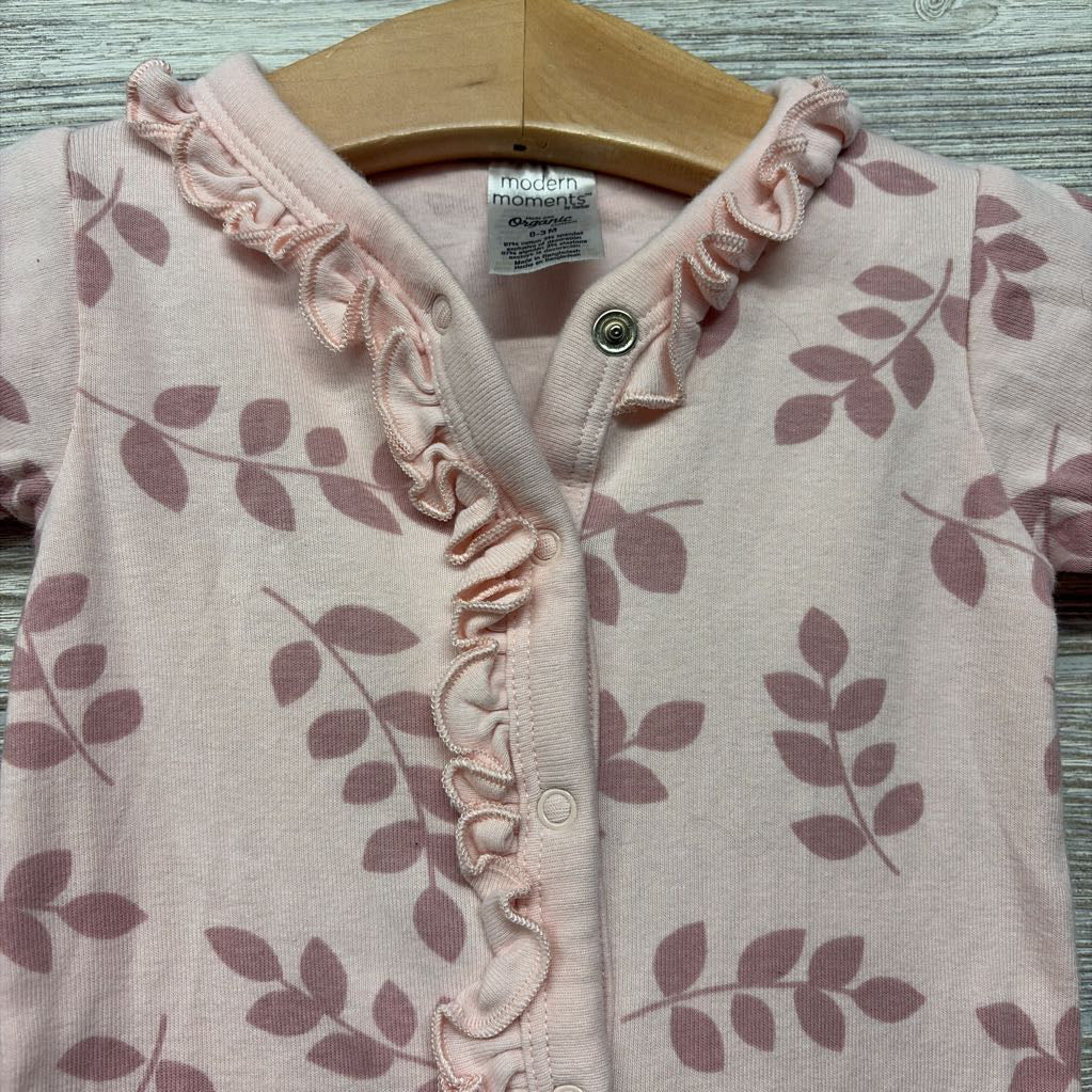 LS Snap Outfit Leaves Ruffle 0-3M