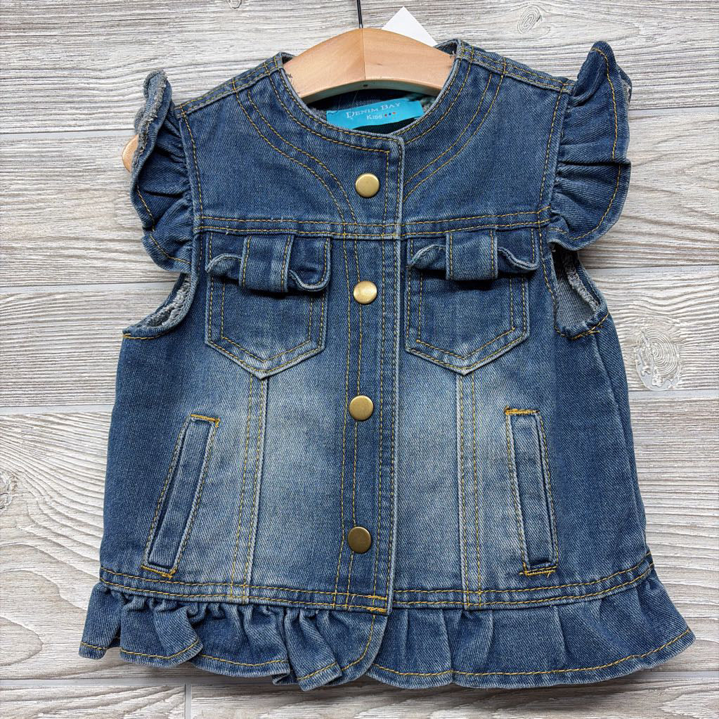 NEW Denim Vest Ruffle Trim 4T