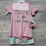 NEW 2 Pk Shirts Butterflies Follow Your Dreams W/ Scrunchies 4