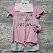 NEW 2 Pk Shirts Butterflies Follow Your Dreams W/ Scrunchies 4