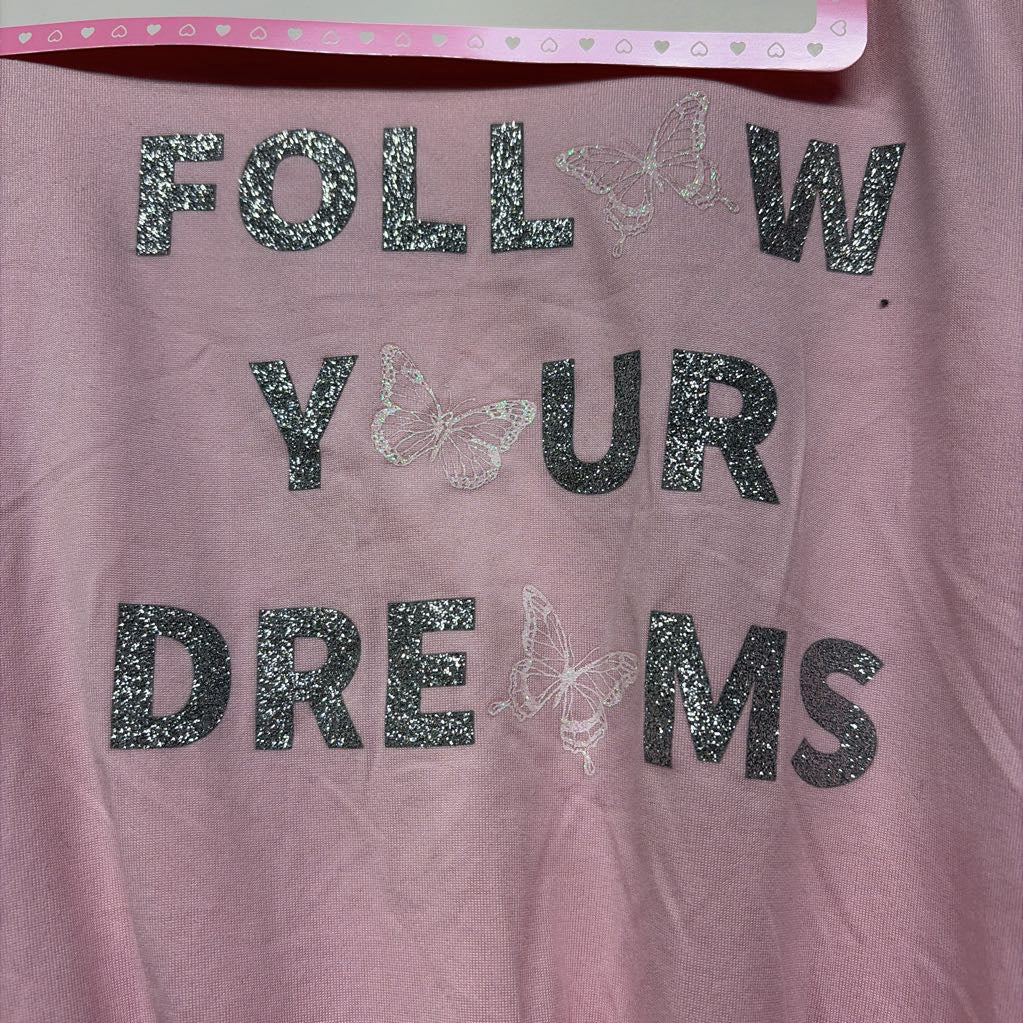 NEW 2 Pk Shirts Butterflies Follow Your Dreams W/ Scrunchies 4