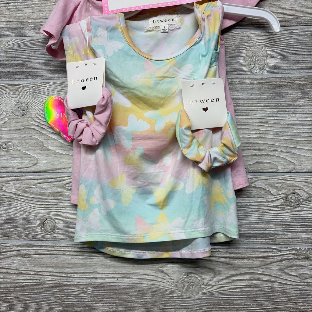 NEW 2 Pk Shirts Butterflies Follow Your Dreams W/ Scrunchies 4